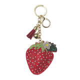 New arrival diamond-encrusted strawberry keychain tassel metal pendant bag creative accessories cross-border hot-selling model