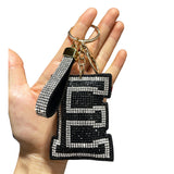 Letter bag hanging korean velvet inlaid diamond ultra-light shiny english letter keychain school bag accessories car pendant wholesale