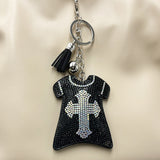 Diamond-encrusted cross clothing keychain tassel bag pendant small fragrant style full diamond jewelry women's fashion pendant