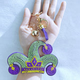 Clown hat hotfix rhinestone keychain, korean velvet christmas hat charm, party styling creative gift bag accessories