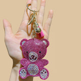 Korean velvet diamond-encrusted large cute teddy bear strawberry bear bag accessories hot diamond bear key chain women's bag hanging