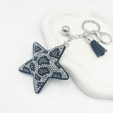 New arrival cross-border creative leopard print five-pointed star velvet hot diamond keychain simple european and american diamond-encrusted bag hanging car