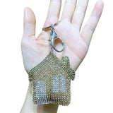 Cross-border hot-selling korean velvet diamond-encrusted house fairy tale house bag hanging keychain shiny car pendant wholesale