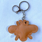 Cute korean velvet rhinestone bee car keychain leather hotfix insect pendant car bag charm accessory