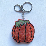 Cross-border exclusive pumpkin keychain korean velvet hot diamond vegetable and fruit bag hanging halloween theme key chain