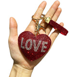 Cross-border hot-selling korean velvet diamond-encrusted pure color heart tassel keychain bag hanging fashion hot diamond luggage pendant