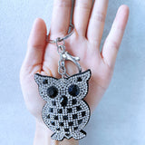 Cross-border owl hot diamond keychain korean velvet diamond-encrusted super flash pendant night owl bag accessories birthday gift