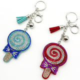 Diamond-studded lollipop keychain - european & american style tassel metal charm - bag accessory - cross-border hot seller