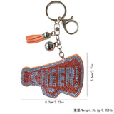 Cross-border letter cheer keychain korean velvet hot diamond cheer gift diamond-encrusted horn pattern bag key chain