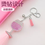 Cross-border hot-selling korean velvet diamond-encrusted red wine glass tassel keychain bag hanging fashion hot diamond luggage pendant