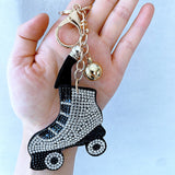 Creative hotfix rhinestone korean velvet ice skate keychain - roller skate sporty fashion bag charm
