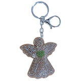 Korean velvet rhinestone angel heart keychain - bestie & couple guardian bag charm - car blessing interior accessory