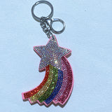 Colorful five-pointed star keychain korean velvet candy color hot diamond casual rainbow luggage accessories