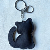 Leopard print cat hotfix rhinestone keychain, korean velvet polka dot diamond pendant, unique minimalist cat-themed bag charm