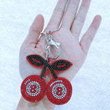 Korean velvet cherry number 8 keychain - lucky number theme, sweet style bag charm, backpack accessory