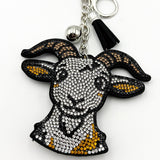 Diamond-studded goat keychain - european & american style tassel metal charm - bag accessory - cross-border hot seller
