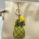 Diamond-studded pineapple keychain - trendy bag charm with tassel, creative metal accessory, cross-border hot seller