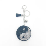 Creative korean velvet rhinestone yin yang tai chi bagua hotfix keychain - bag charm & car key accessory