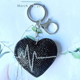 Korean velvet hot diamond heart key pendant heartbeat signal heart bag pendant decorative accessories