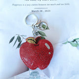 Cross-border hot-selling korean velvet diamond-encrusted red apple women's bag pendant fashion korean velvet hot diamond two-color diamond key