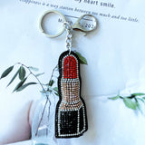 Korean velvet lipstick hot diamond keychain makeup styling accessories bestie gift bag pendant cross-border hot sale