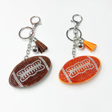 Hotfix rhinestone football keychain with diamond tassel charm - sporty bag accessory, cross-border hot seller