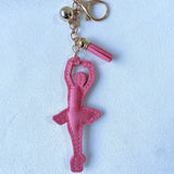 Ballerina keychain - korean velvet hotfix rhinestone - elegant artistic style bag charm