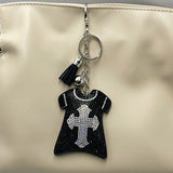 Diamond-encrusted cross clothing keychain tassel bag pendant small fragrant style full diamond jewelry women's fashion pendant