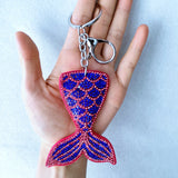 Korean velvet mermaid tail keychain - ocean-themed scale hotfix rhinestone - dreamy bag charm - new cross-border product