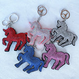 New decorative horse keychain korean velvet full diamond horse bag charm car key pendant cute animal accessories