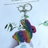 Cross-border hot selling cute diamond-encrusted bunny women's bag pendant fashion korean velvet hot diamond two-color diamond keychain
