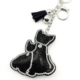 New diamond-studded little black cat keychain - trendy tassel bag charm, cross-border hot seller, creative accessory