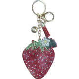 Cross-border hot-selling tassel strawberry women's bag pendant fashion korean velvet hot two-color diamond keychain wholesale