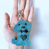 Cross-border hot-selling diamond-encrusted puppy women's bag pendant fashion korean velvet hot diamond two-color diamond keychain