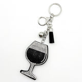 Diamond-studded wine glass keychain - european & american style tassel metal charm - bag accessory - cross-border hot seller