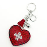 Diamond-studded heart keychain - european & american style tassel metal charm - bag accessory - cross-border hot seller
