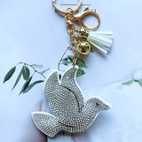 Peace dove keychain korean velvet hot diamond peace symbol bag pendant casual healing style bag pendant