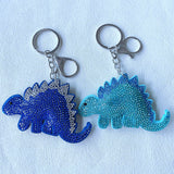 Cute cartoon dinosaur hotfix rhinestone charm korean velvet diamond keychain kids backpack accessory cute gift