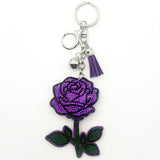 New arrival diamond-encrusted rose keychain fashion tassel bag pendant creative accessories cross-border hot sale