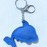 Rhinestone q version dolphin keychain - korean velvet lightweight bag charm - sparkling wallet & car keychain accessory