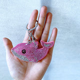 Creative cartoon cute fish keychain - korean velvet rhinestone animal keyring bag charm