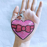 Cross-border hot style cut out heart keychain korean velvet hot diamond bag decoration simple trendy style key chain