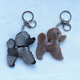 Korean velvet rhinestone black and white keychain charm - women's rhinestone bag charm, puppy keychain pendant, ultra-lightweight and wear-resistant