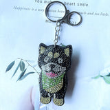 Bulldog hotfix rhinestone keychain, korean velvet diamond pet charm, trendy & cool backpack accessory, pet merchandise
