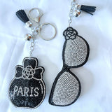 Korean velvet perfume bottle eyeglass keychain - vintage artistic series bag charm - exquisite fashion bag accessory