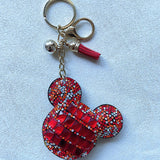 New mickey mouse keychain, korean velvet full rhinestone high-end bag charm, small accessory keychain, women's gift wholesale
