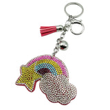 Diamond-studded rainbow keychain - european & american style tassel metal charm - bag accessory - cross-border hot seller