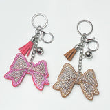 New arrival diamond-encrusted bows keychain fashion tassel metal bag pendant cross-border hot-selling model