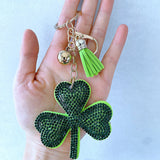 Cross-border hot-selling clover lucky flower women's bag pendant fashion korean velvet hot diamond two-color diamond keychain
