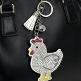 New arrival diamond-encrusted cock keychain creative bag pendant hot diamond cartoon metal tassel key chain cross-border hot